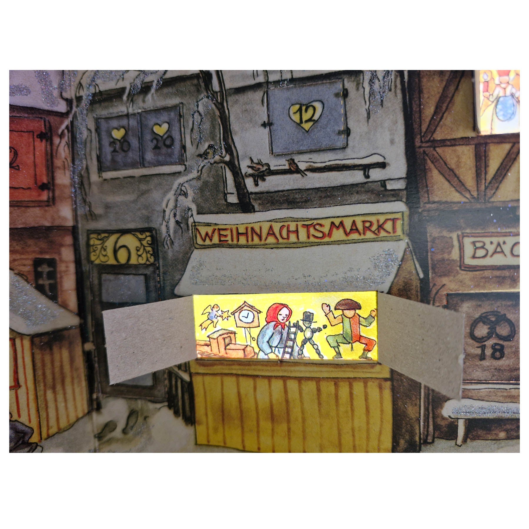 Paper Advent calendar "The little town" from 1946