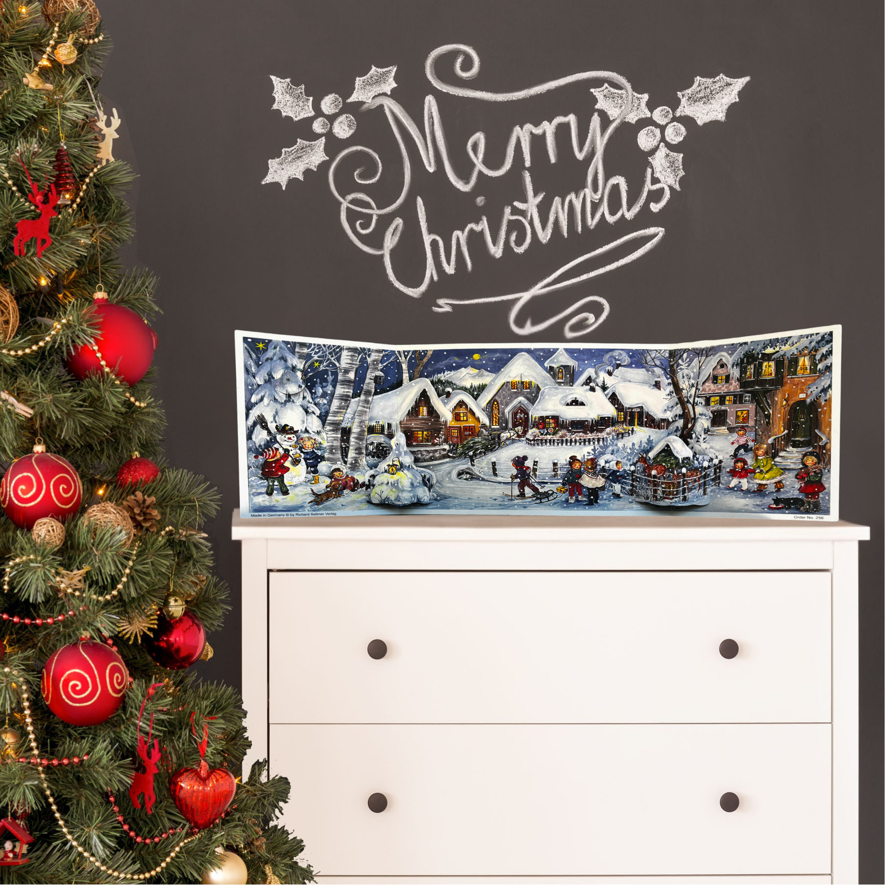 Advent calendar panorama "It's snowing!"