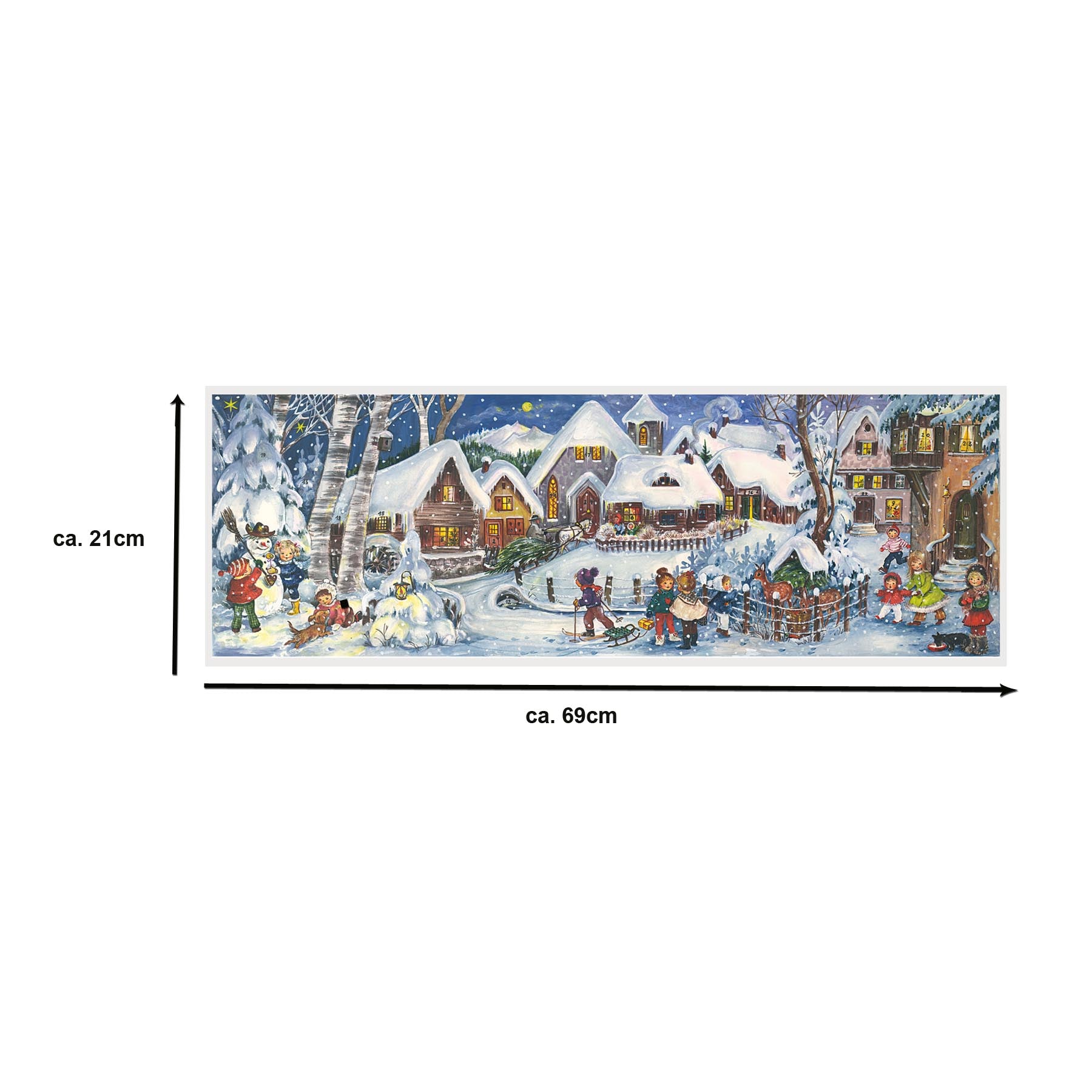 Adventskalender Panorama "Es schneit!" - Größenangabe