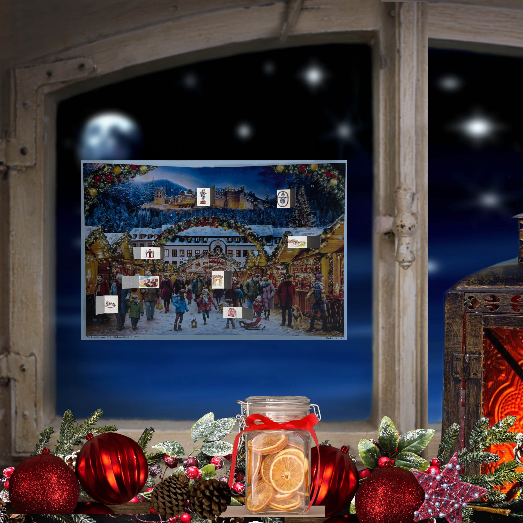 Adventskalender Heidelberg mit geöffneten Türchen