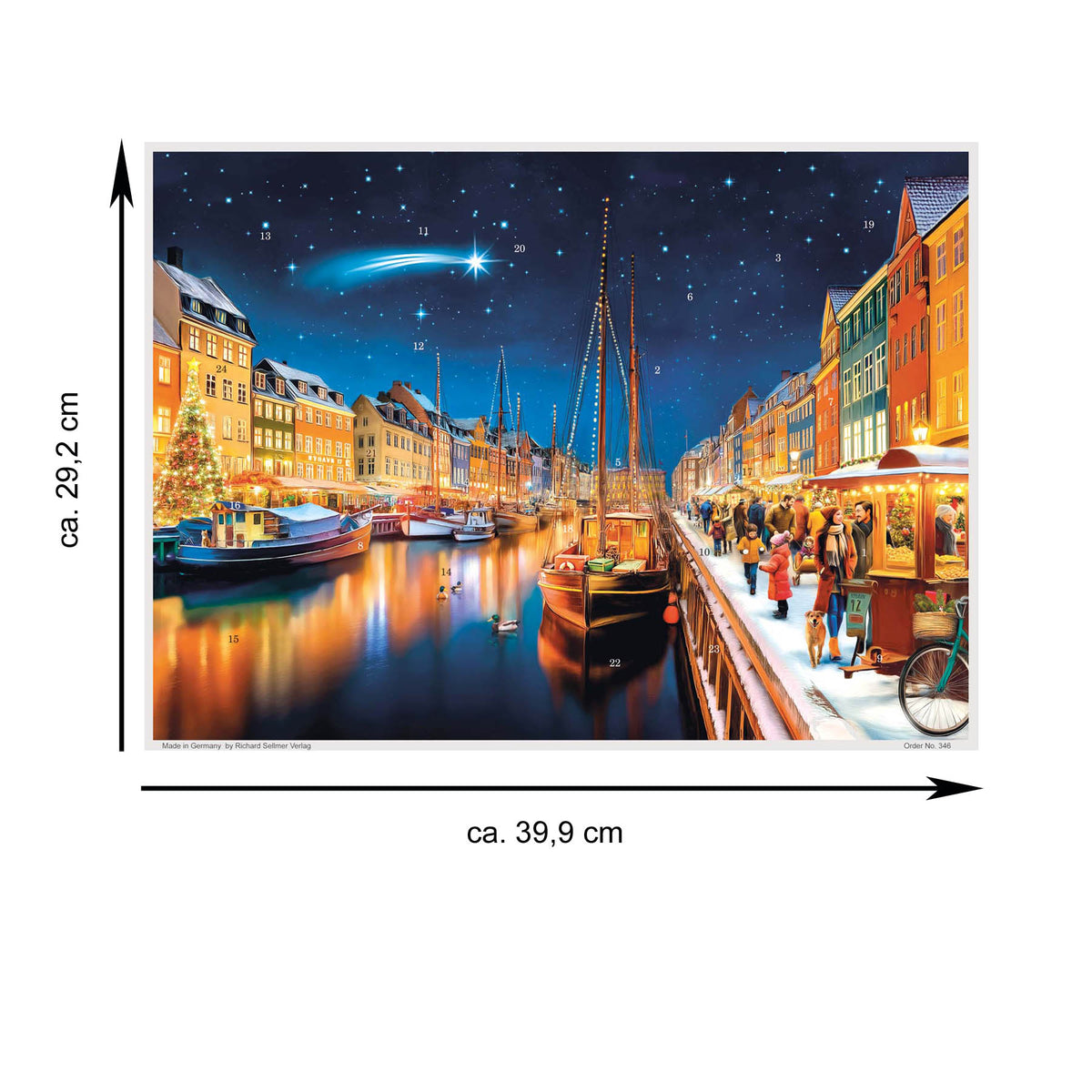 Größenangaben zu Adventskalender Kopenhagen Nyhaven