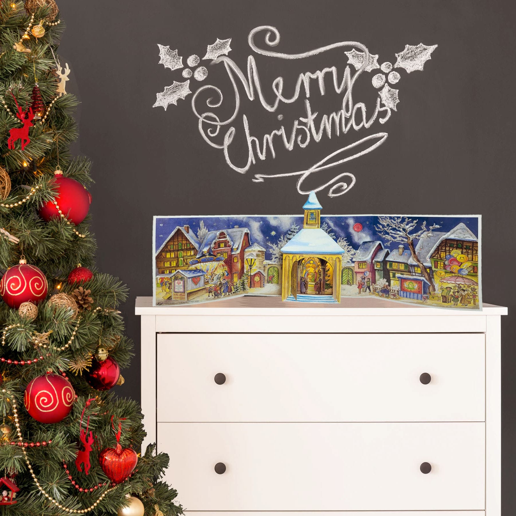 Panorma Adventskalender Kappellenplatz aufgestellt