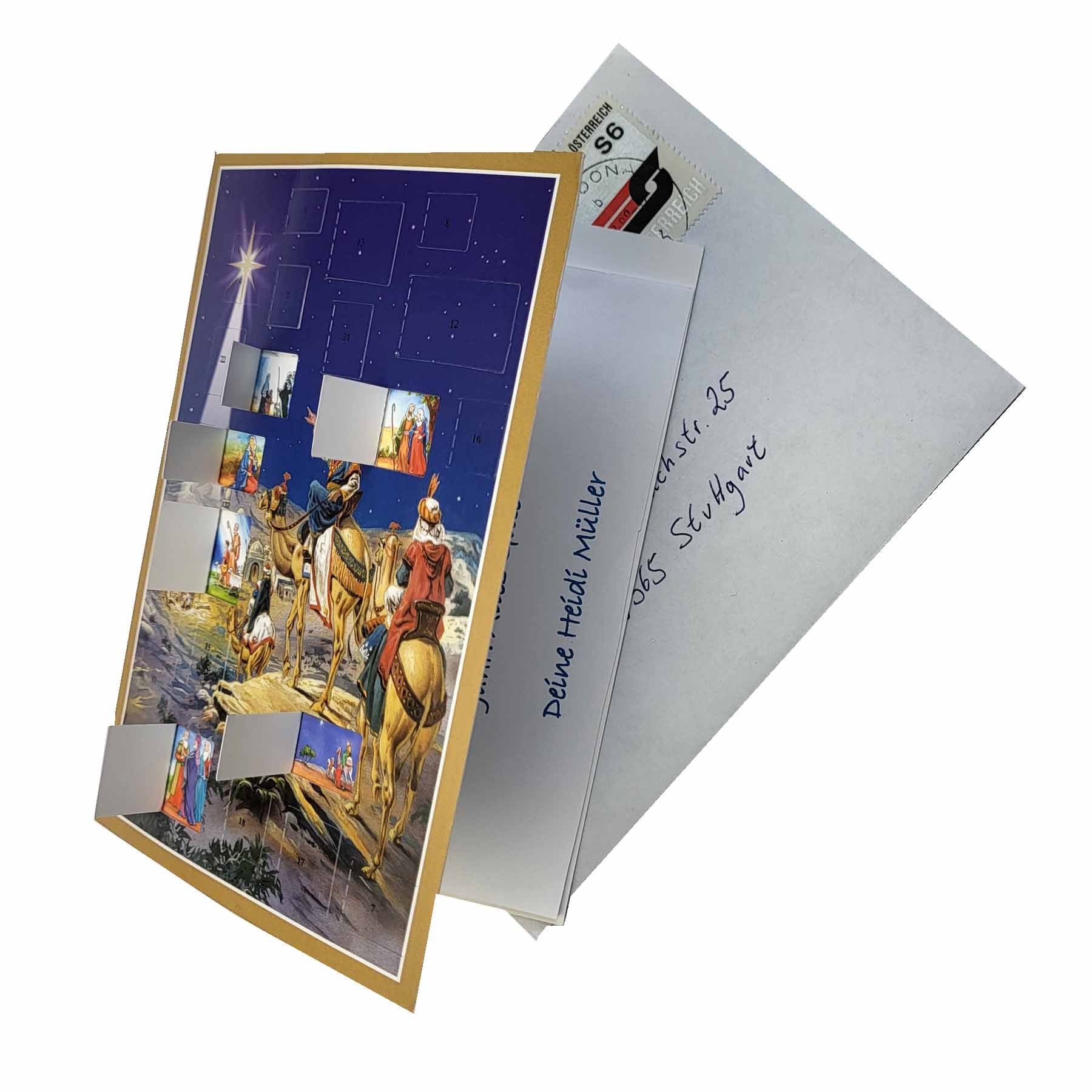 Postcard Advent Calendar "The Three Wise Men Follow the Star"