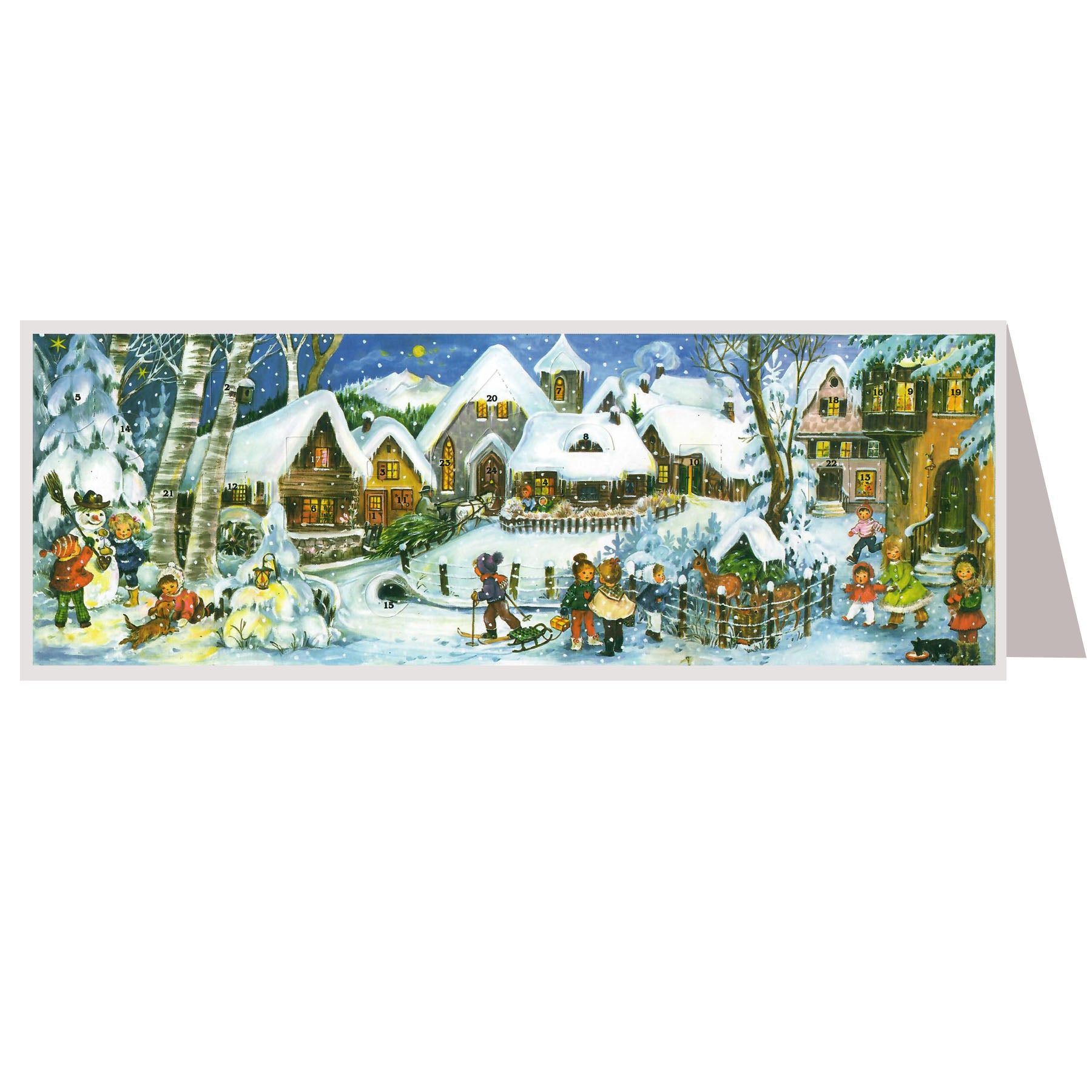 Postcard Advent calendar "Winter landscape in the snow"
