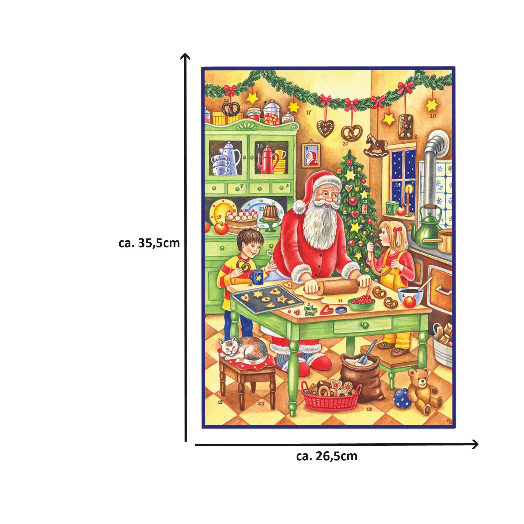 Adventskalender "Backen mit dem Weihnachtsmann" - Größenangabe