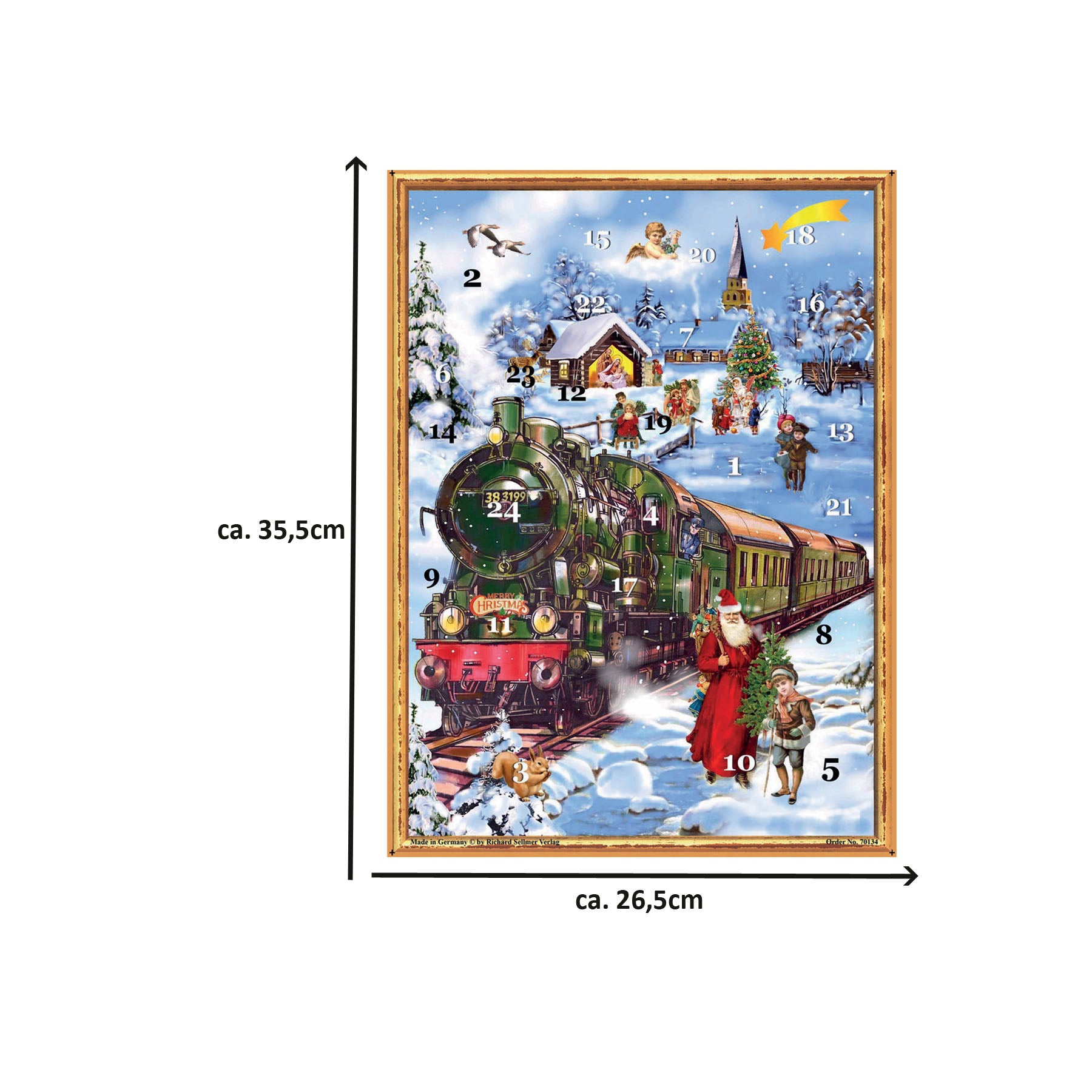 Adventskalender "Eisenbahn im Schnee" - Größenangabe