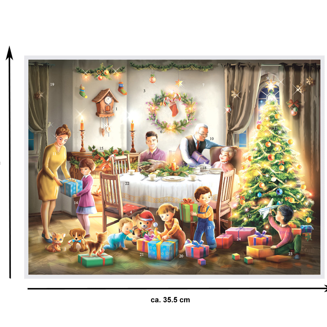 Adventskalender "Heute ist Bescherung" - Größenangabe