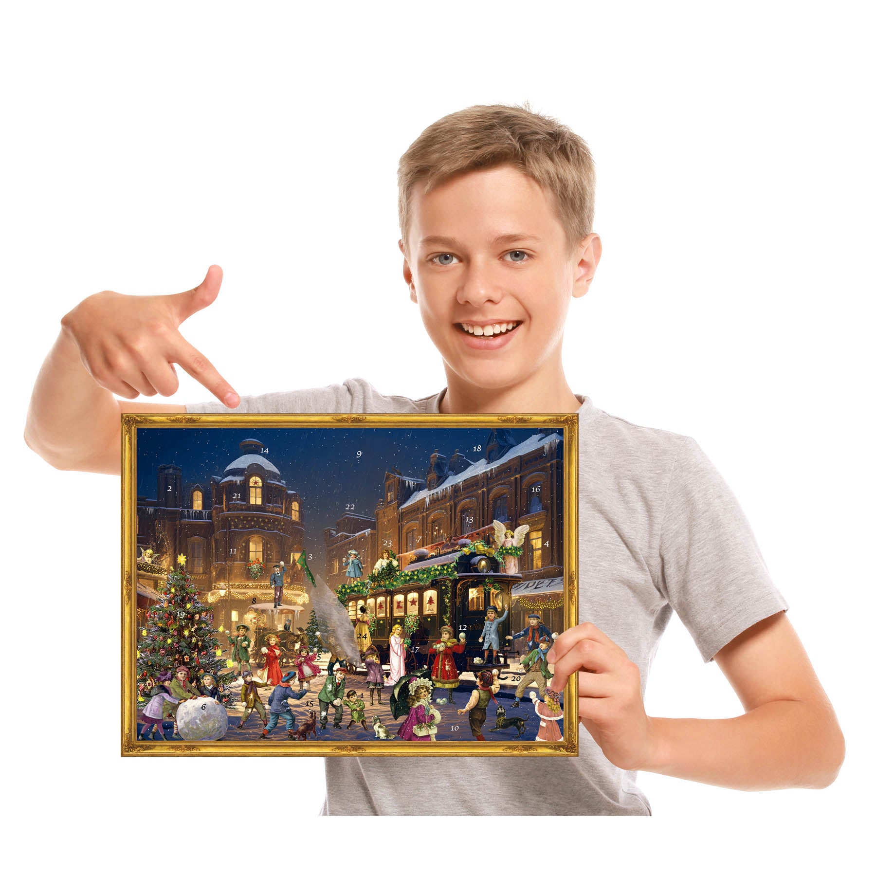 Adventskalender 70159 Junge mit Kalender