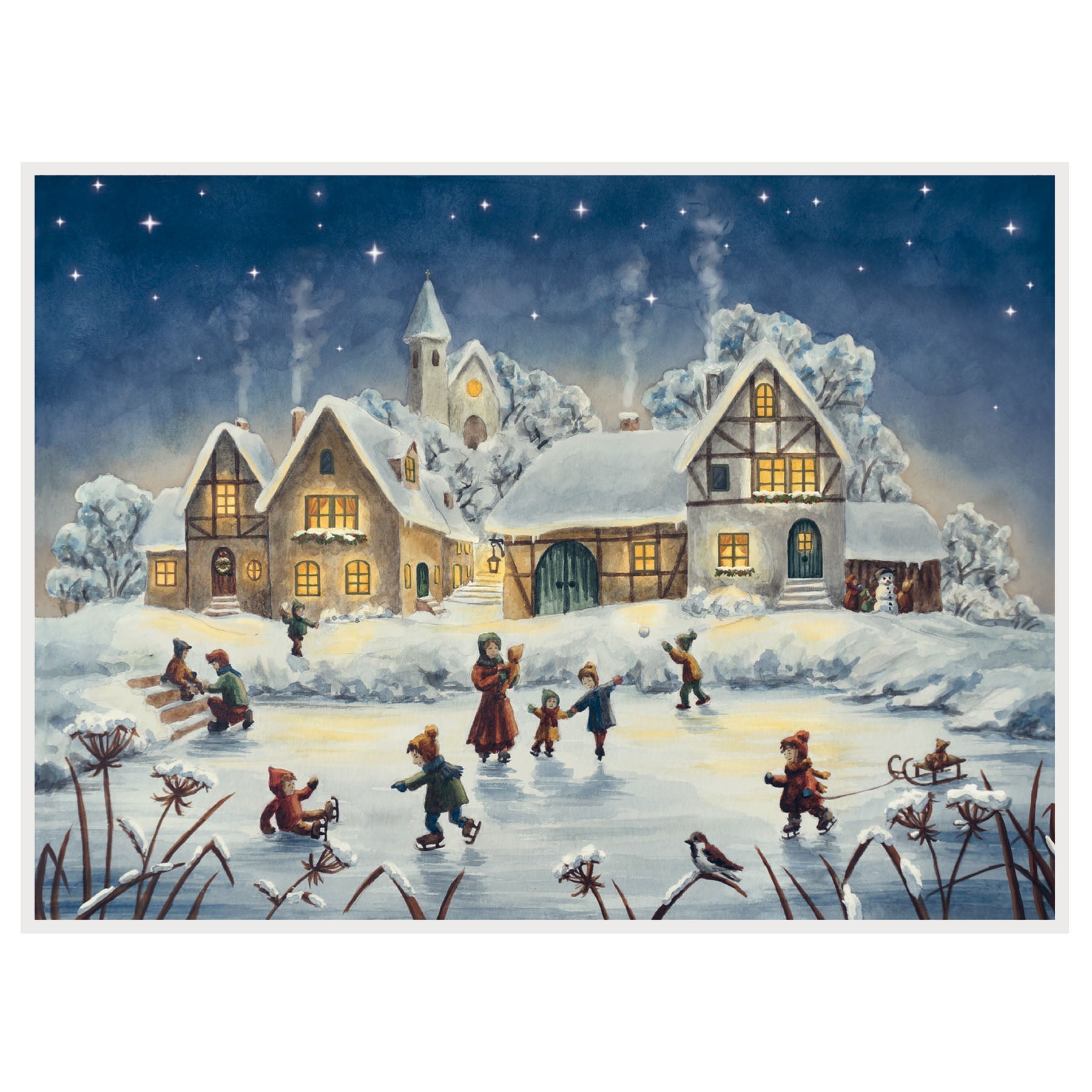 großformatiger Adventskalender Eislauffreuden