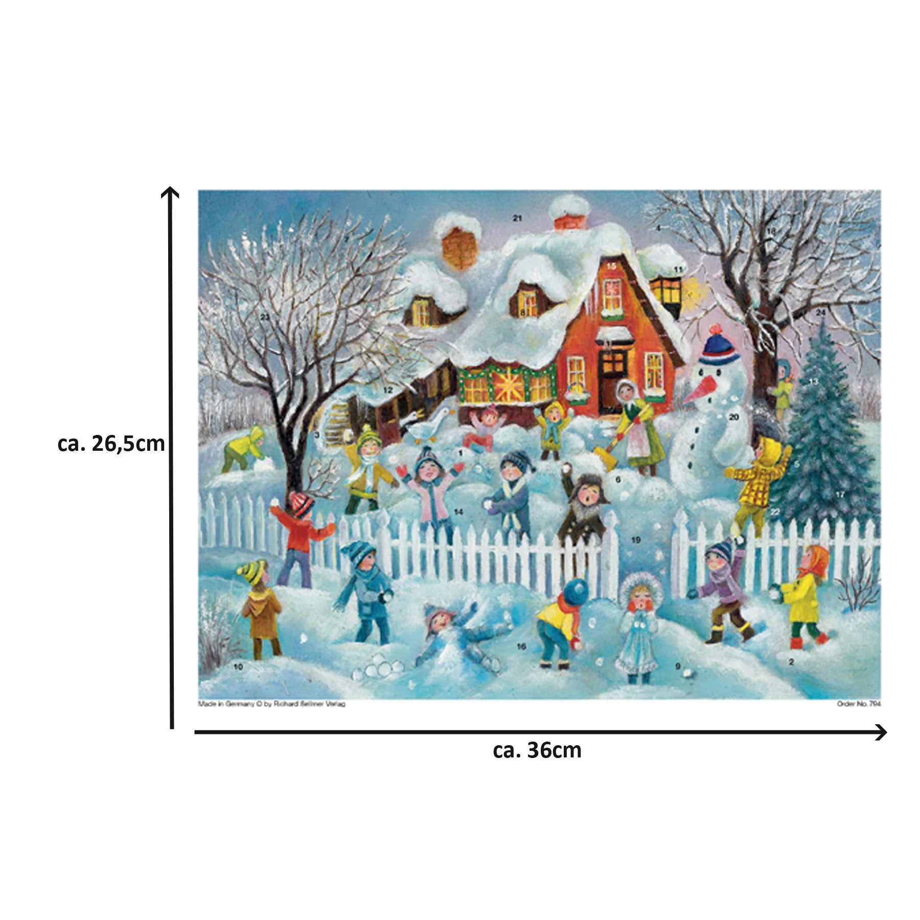 Advent calendar "Snowball fight in front of the house"