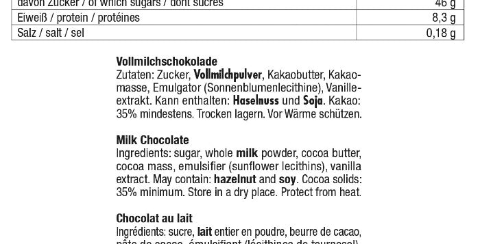 Inhaltsstoffe Schoko-Adventskalender