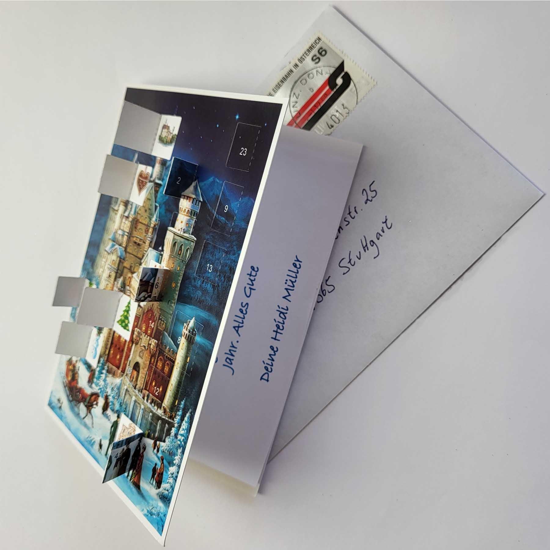 Postkarten-Adventskalender "Neuschwanstein" - Sellmer Adventskalender
