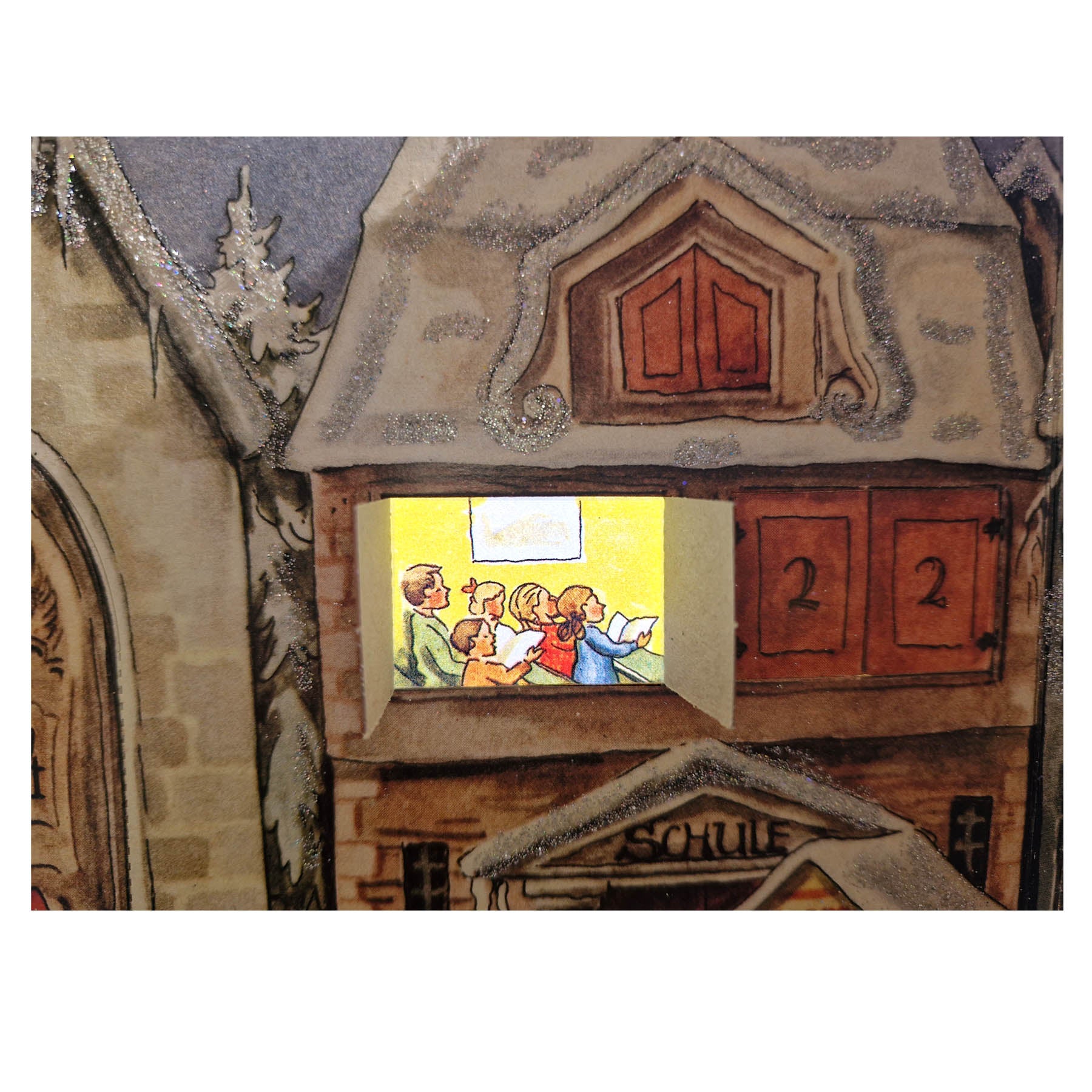 Paper Advent calendar "The little town" from 1946