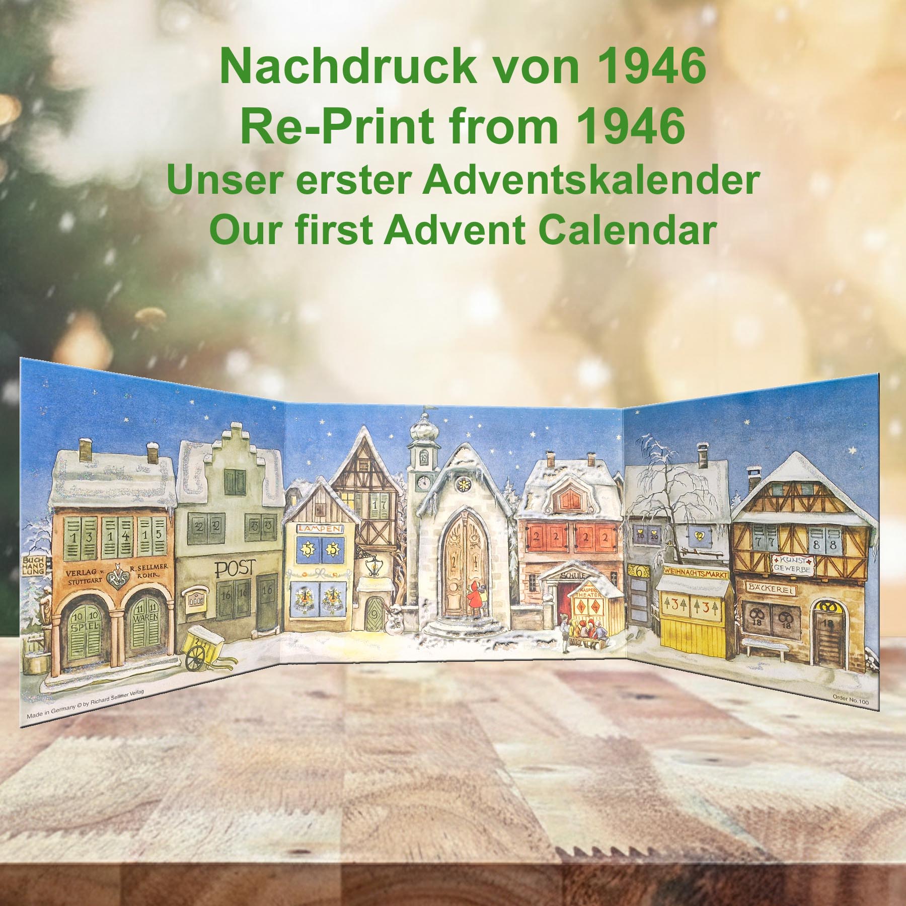 Adventskalender Kleine Stadt von 1946 aufgestellt