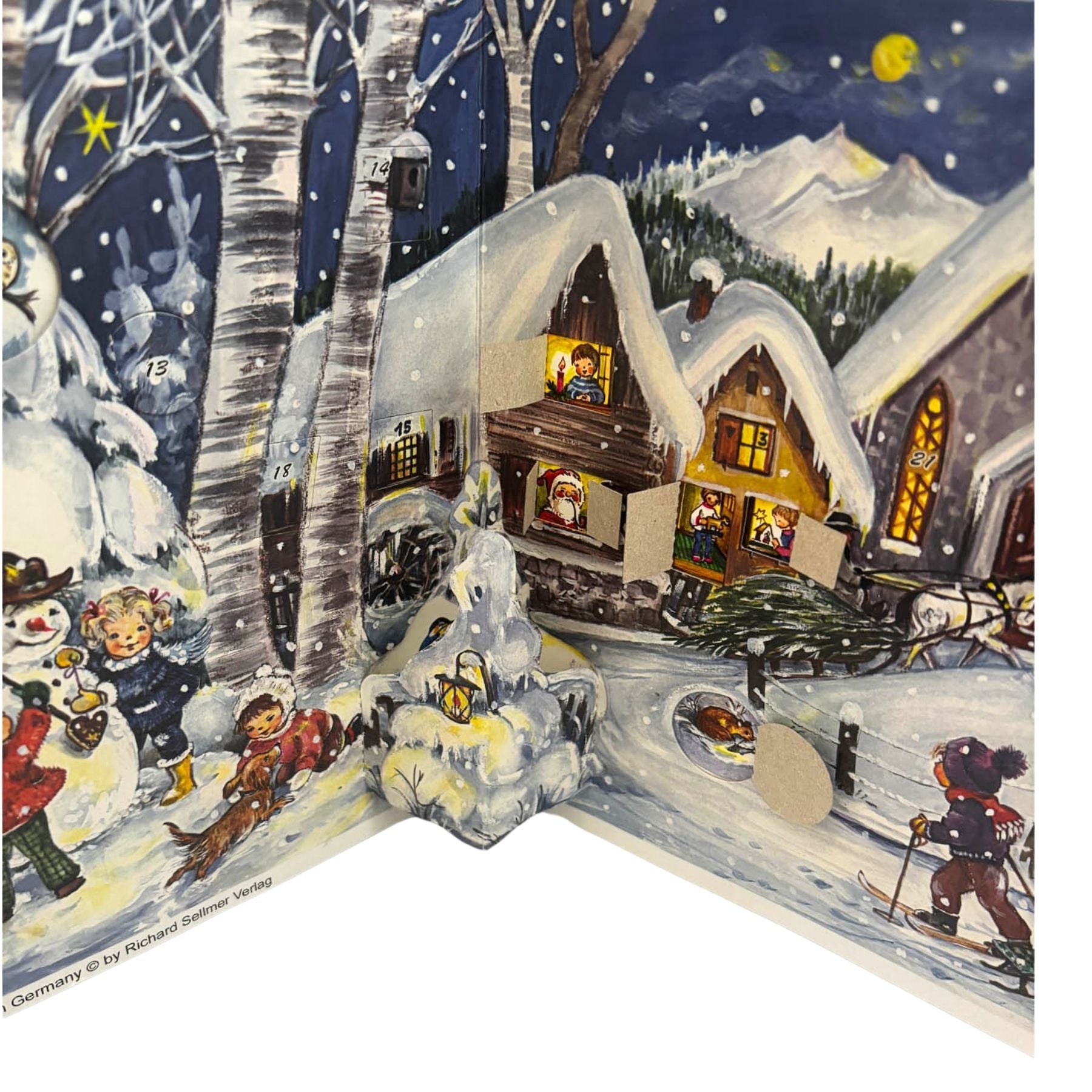 Advent calendar panorama "It's snowing!"