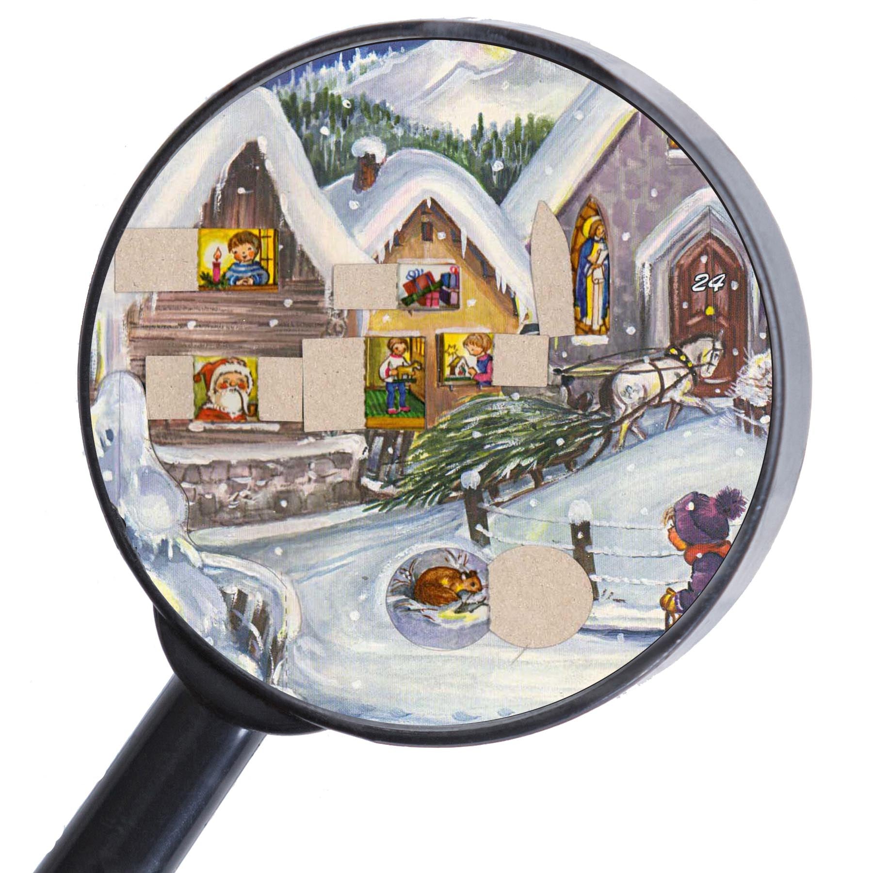 Advent calendar panorama "It's snowing!"