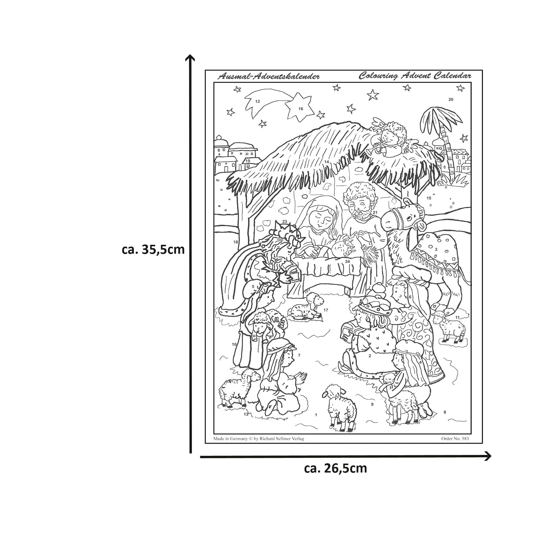 Ausmaladventskalender 583 Größenangabe
