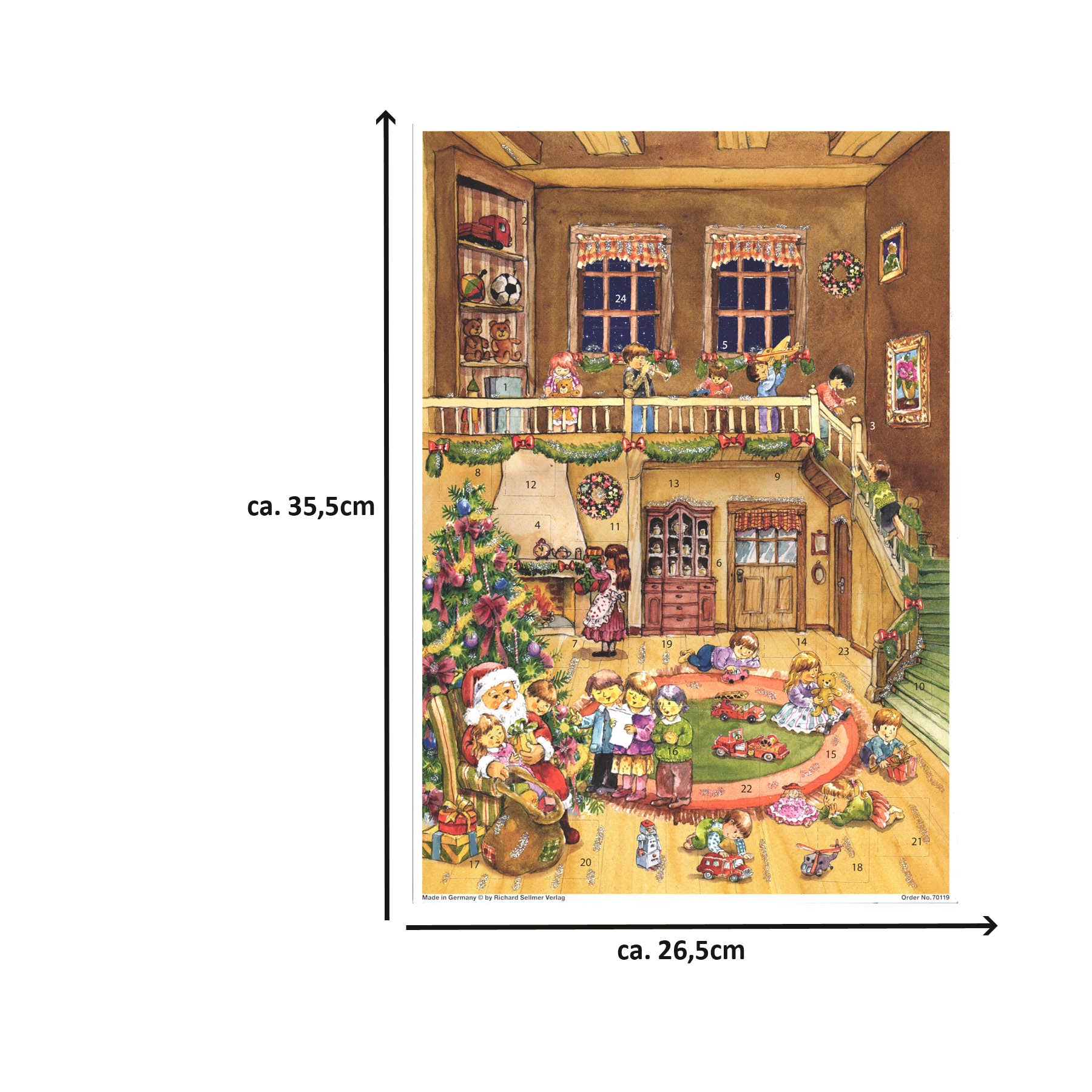 Adventskalender "Geschenke vom Weihnachtsmann" - Größenangabe