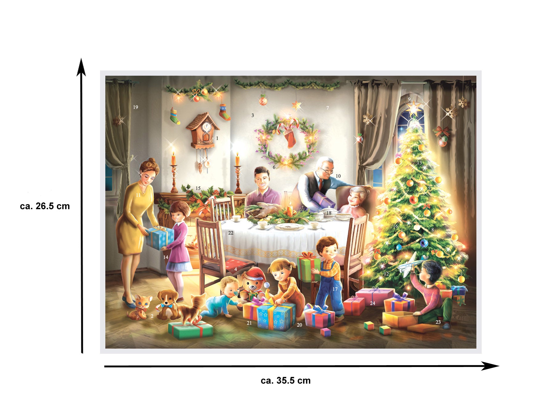 Adventskalender "Heute ist Bescherung" - Größenangabe