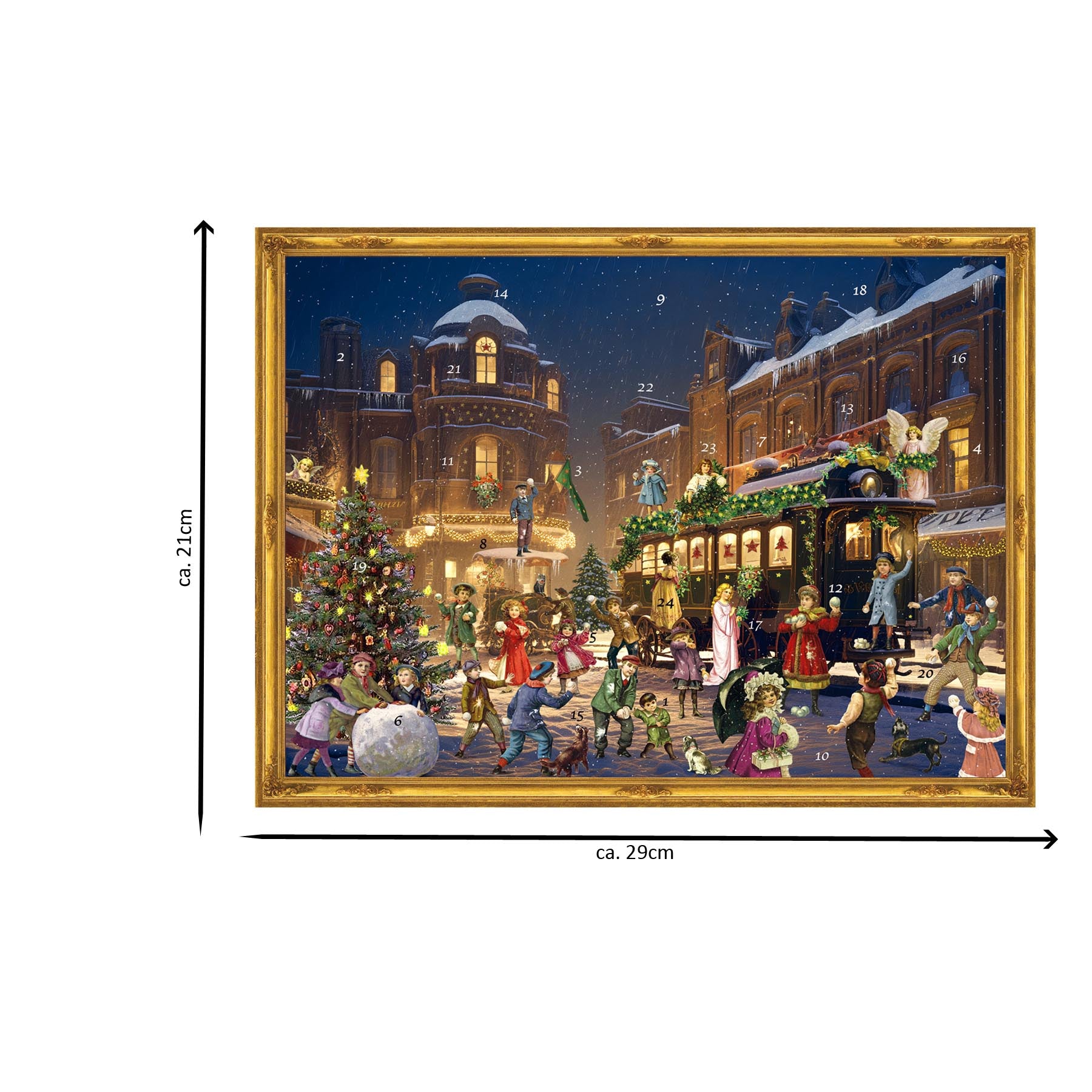 Adventskalender "Weihnachtlicher Bahnhof" - Größenangabe
