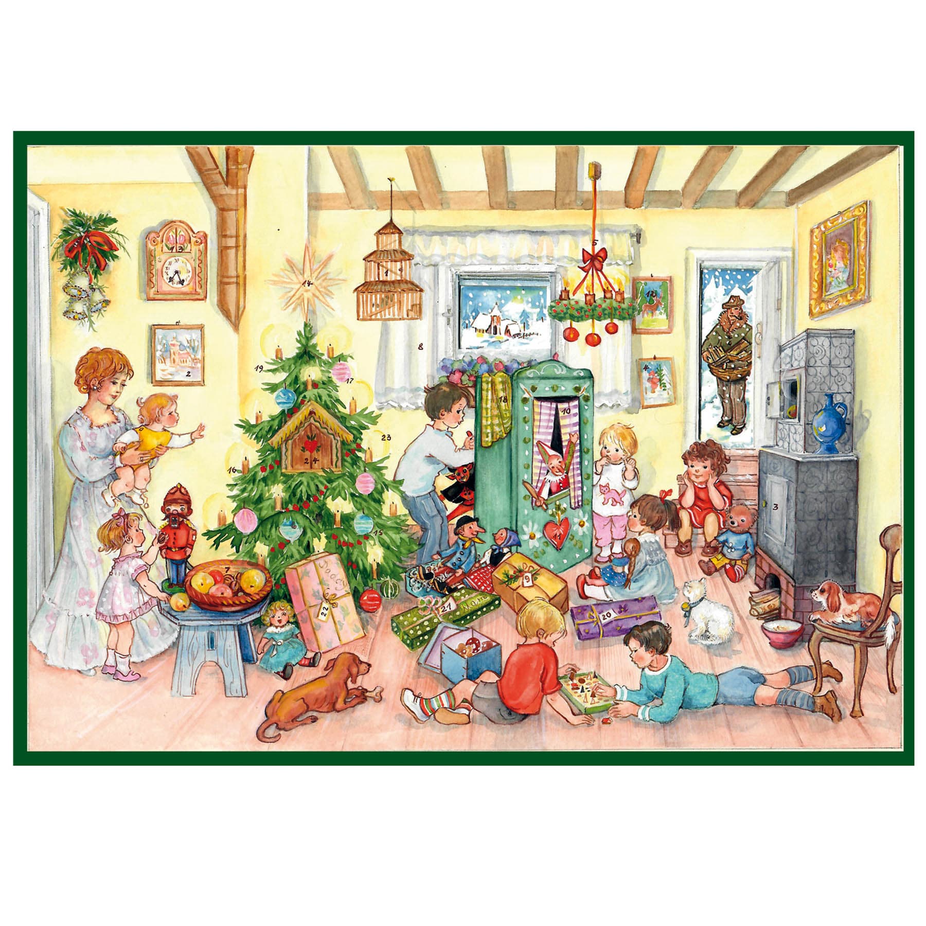 Adventskalender Bescherung an Heilig Abend