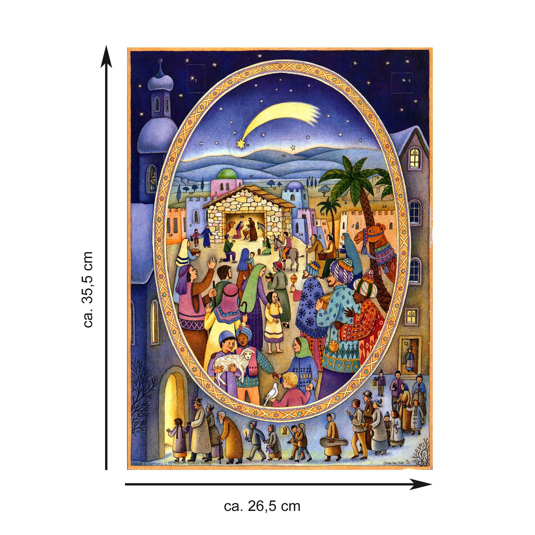 Adventskalender Weihnachten ist überall mit Maßangabe