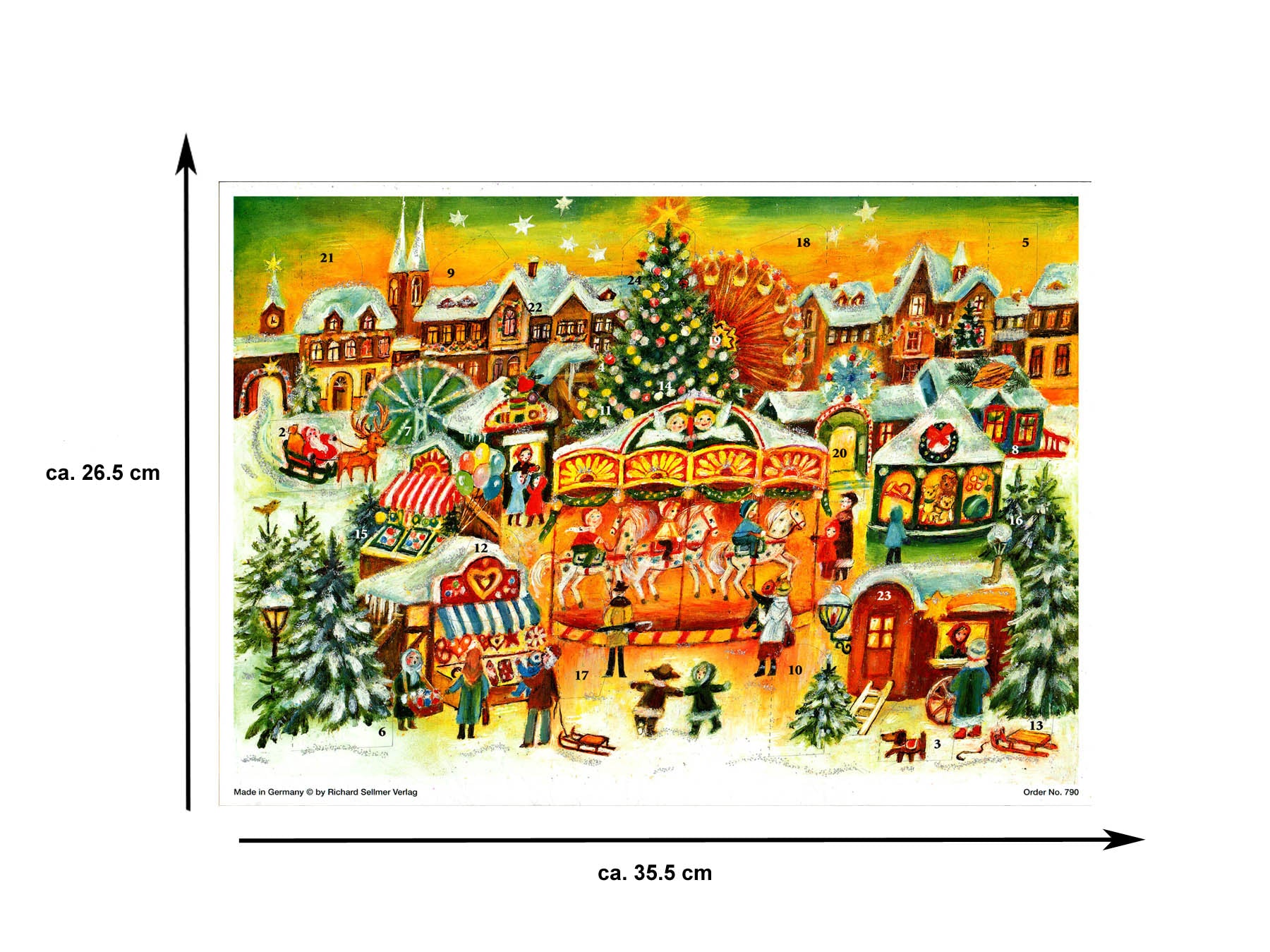 Adventskalender "Weihnachtlicher Jahrmarkt" Größenangabe