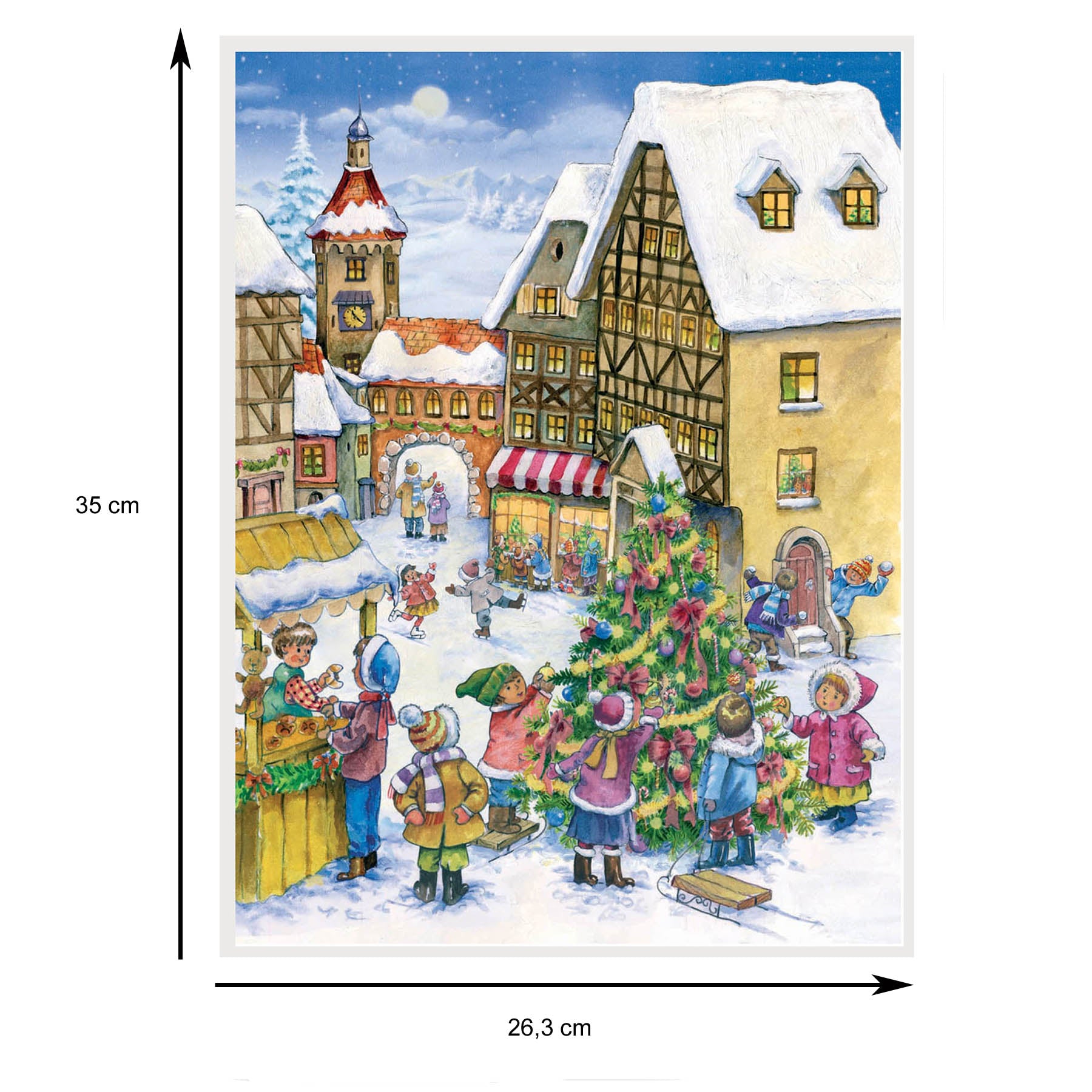 Advent calendar made of paper with pictures "Hooray the Christmas tree is up"