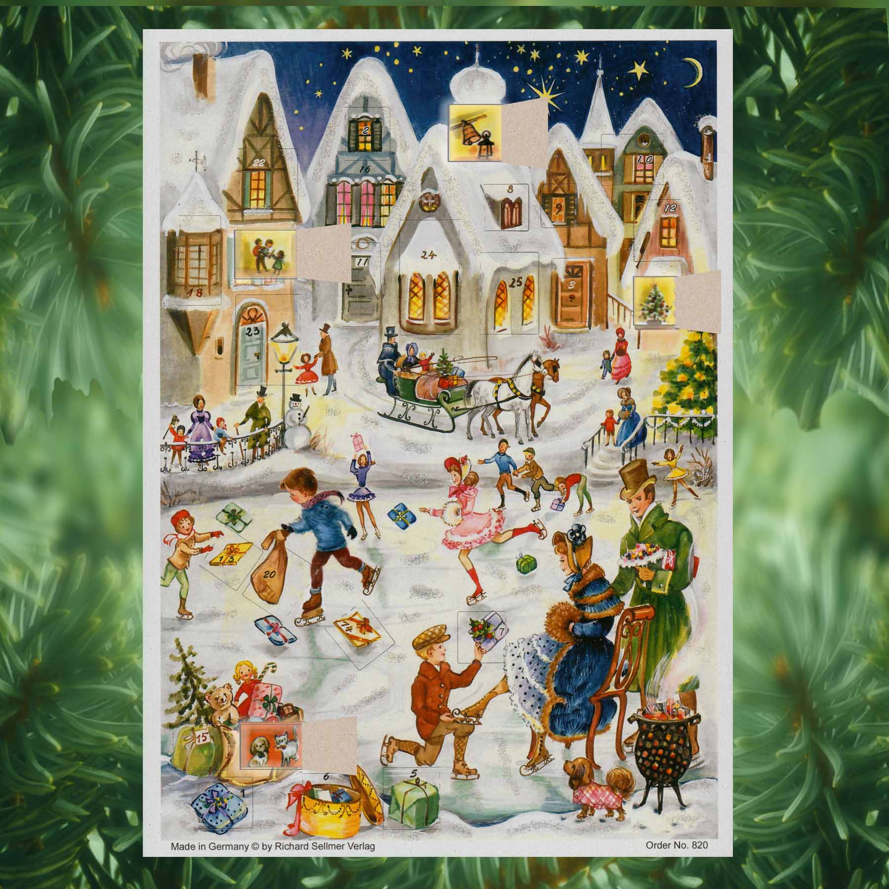 Advent Calendar A4 "Ice Skating Joys of Times Past" - NEW