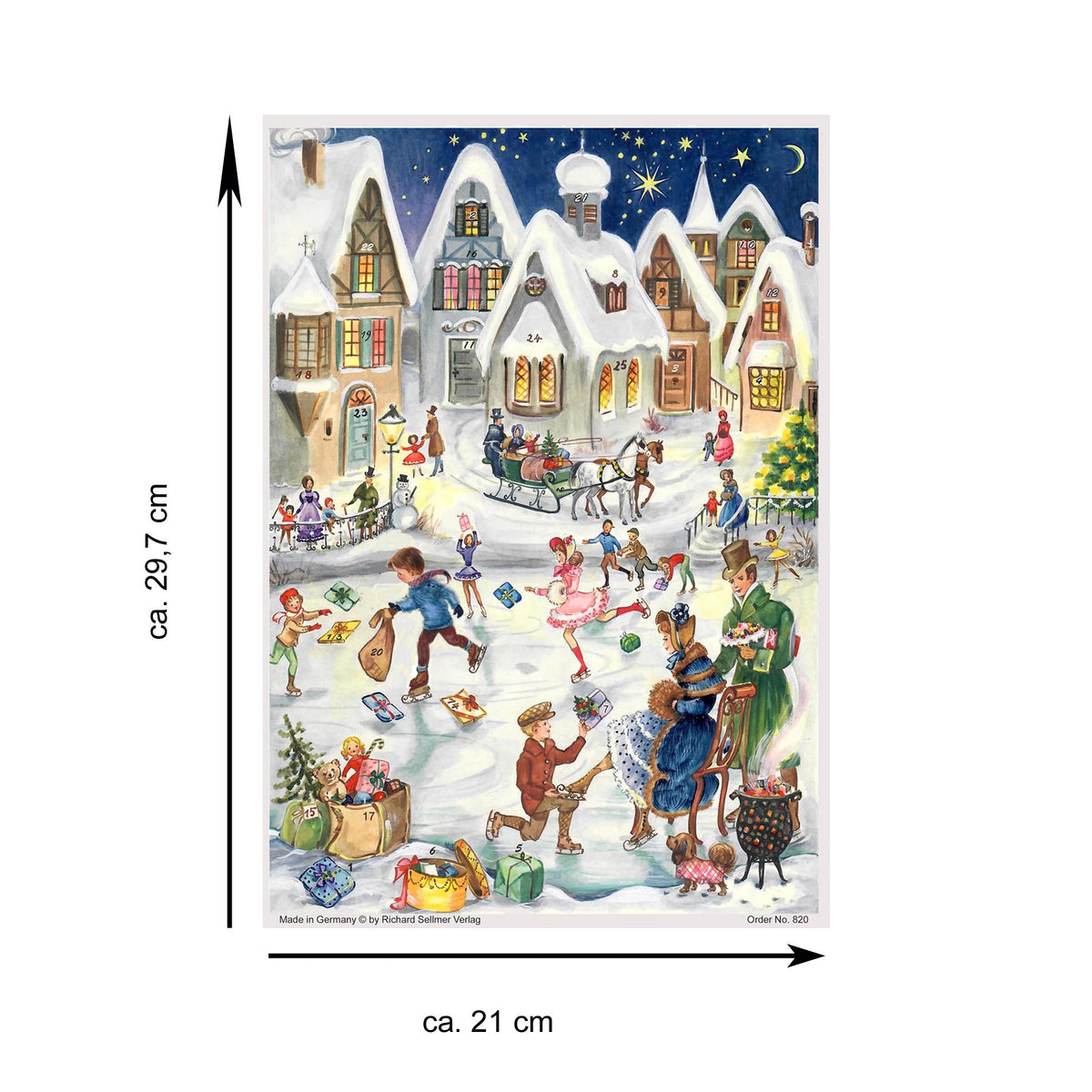 Größenangaben zu Adventskalender "Eislauffreuden vergangener Zeiten"