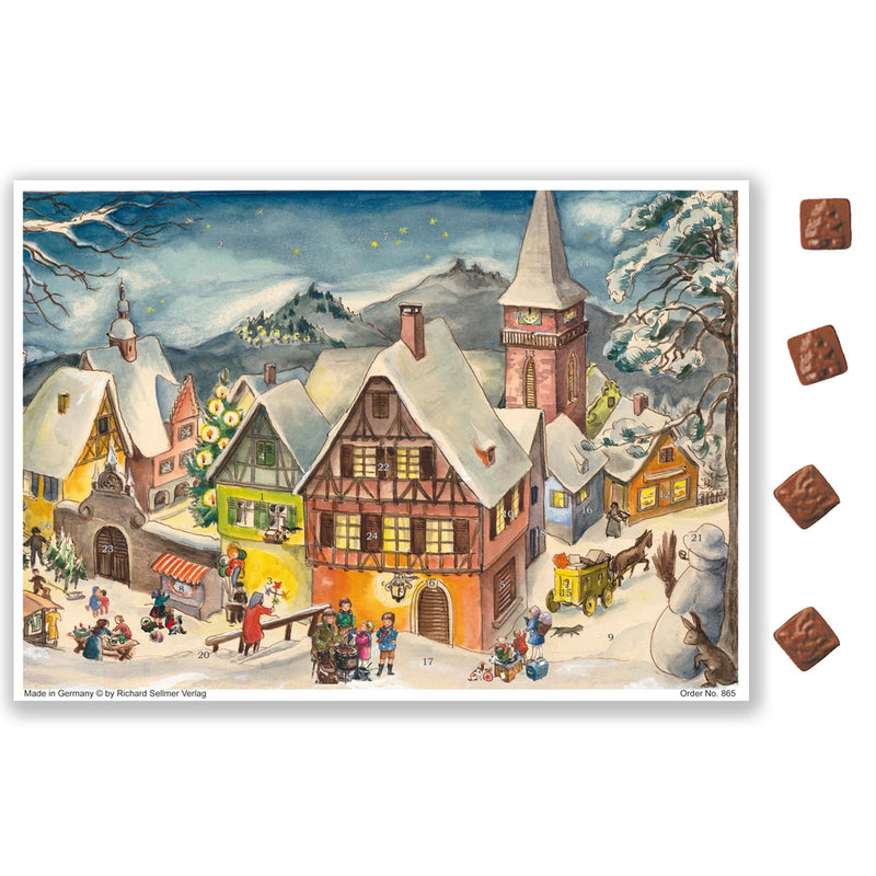 Schoko-Adventskalender "Verschneites Dorf"