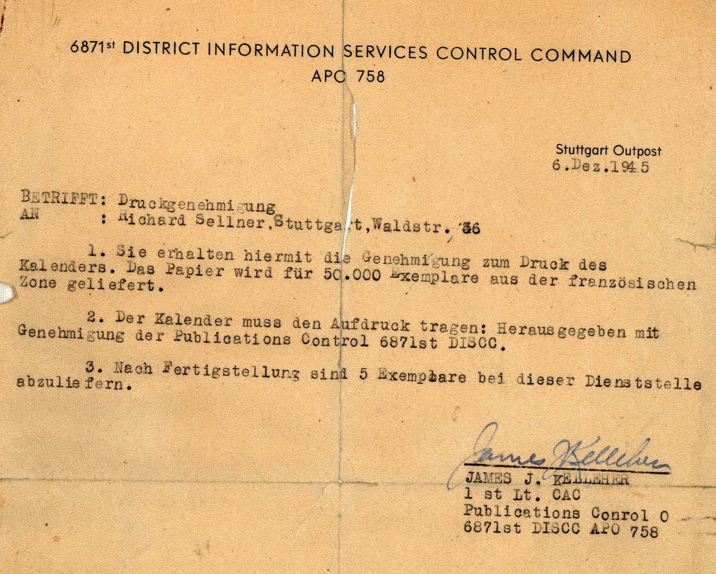 Erstedruckgenehmigung