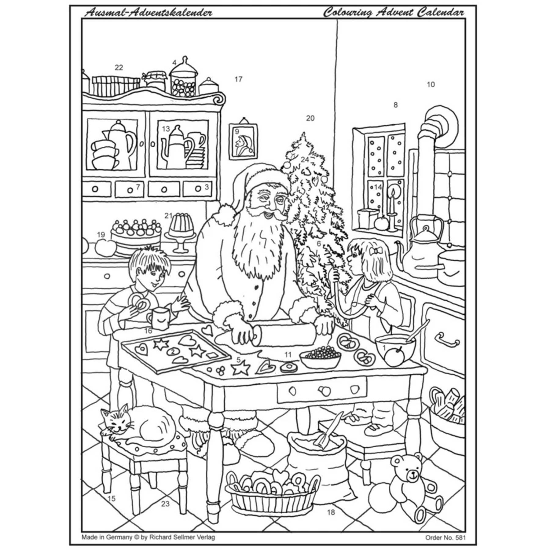 Ausmal-Adventskalender "Backen mit dem Weihnachtsmann" - Sellmer Adventskalender