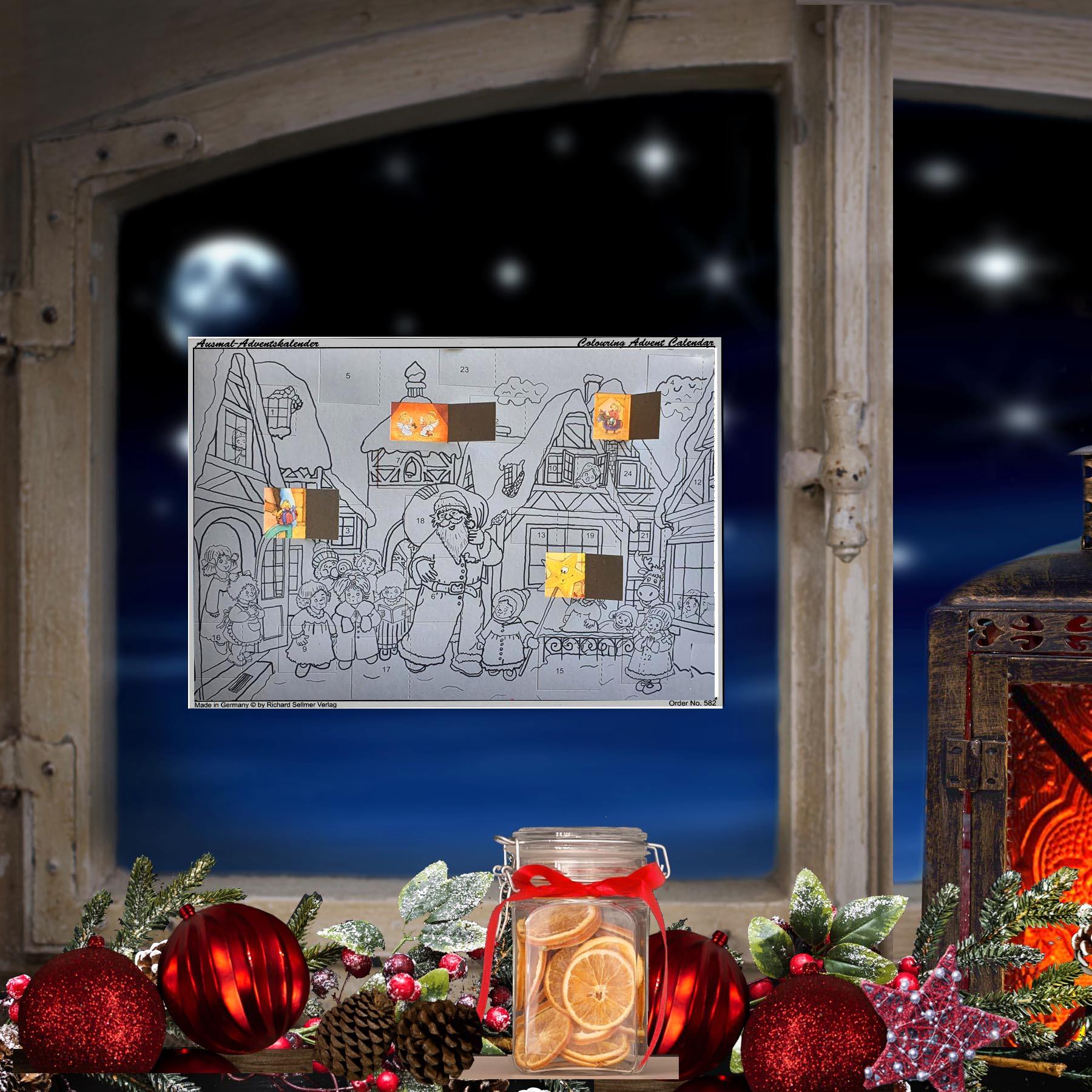 Ausmal-Adventskalender "Der Weihnachtsmann kommt in die Stadt" - Sellmer Adventskalender thumbnail