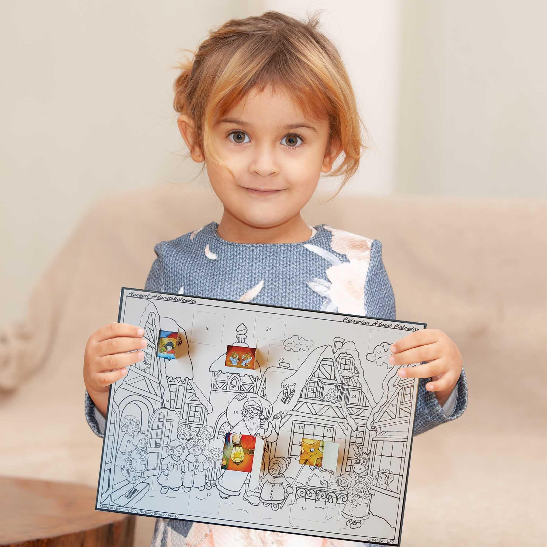 Ausmal-Adventskalender "Der Weihnachtsmann kommt in die Stadt" - Sellmer Adventskalender