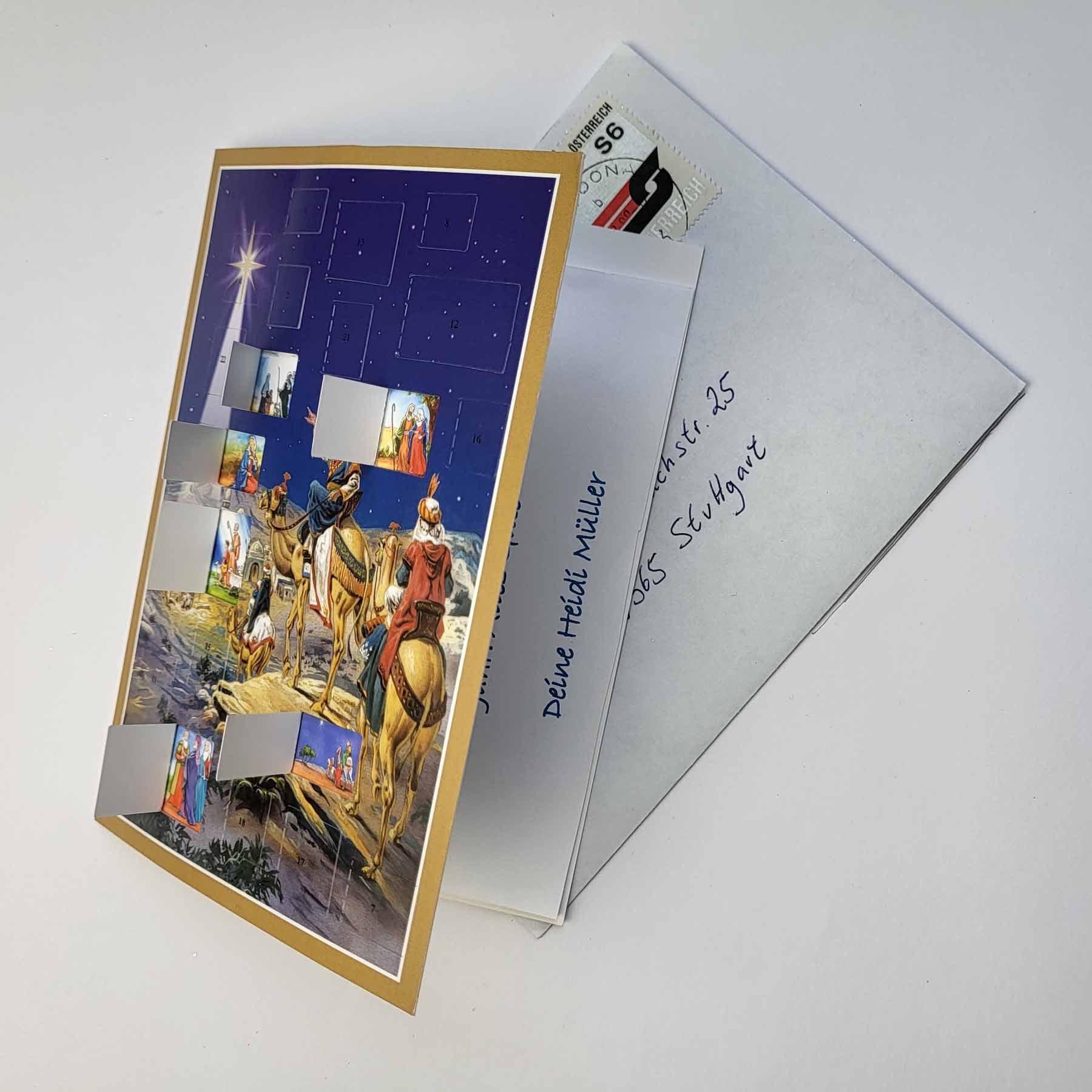 Postkarten-Adventskalender "Die heiligen drei Könige folgen dem Stern" - Sellmer Adventskalender